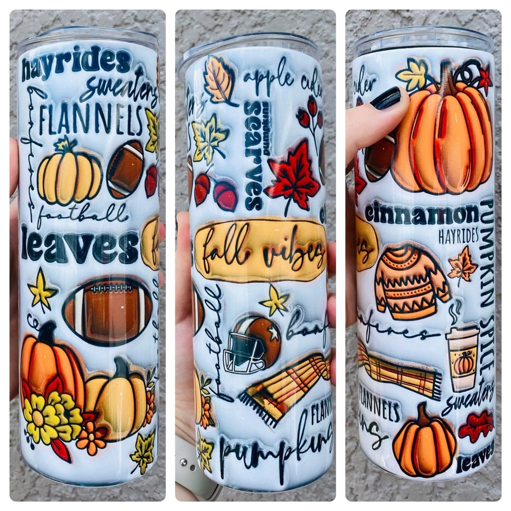 Fall Vibes Tumbler with Autumn Graphics